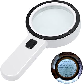 AIXPI Magnifying Glass with Light: 3x Double-Layer Real Glass Lens, 12 LED Handheld Magnifier for Seniors Reading, Coins, Jewelry Inspection