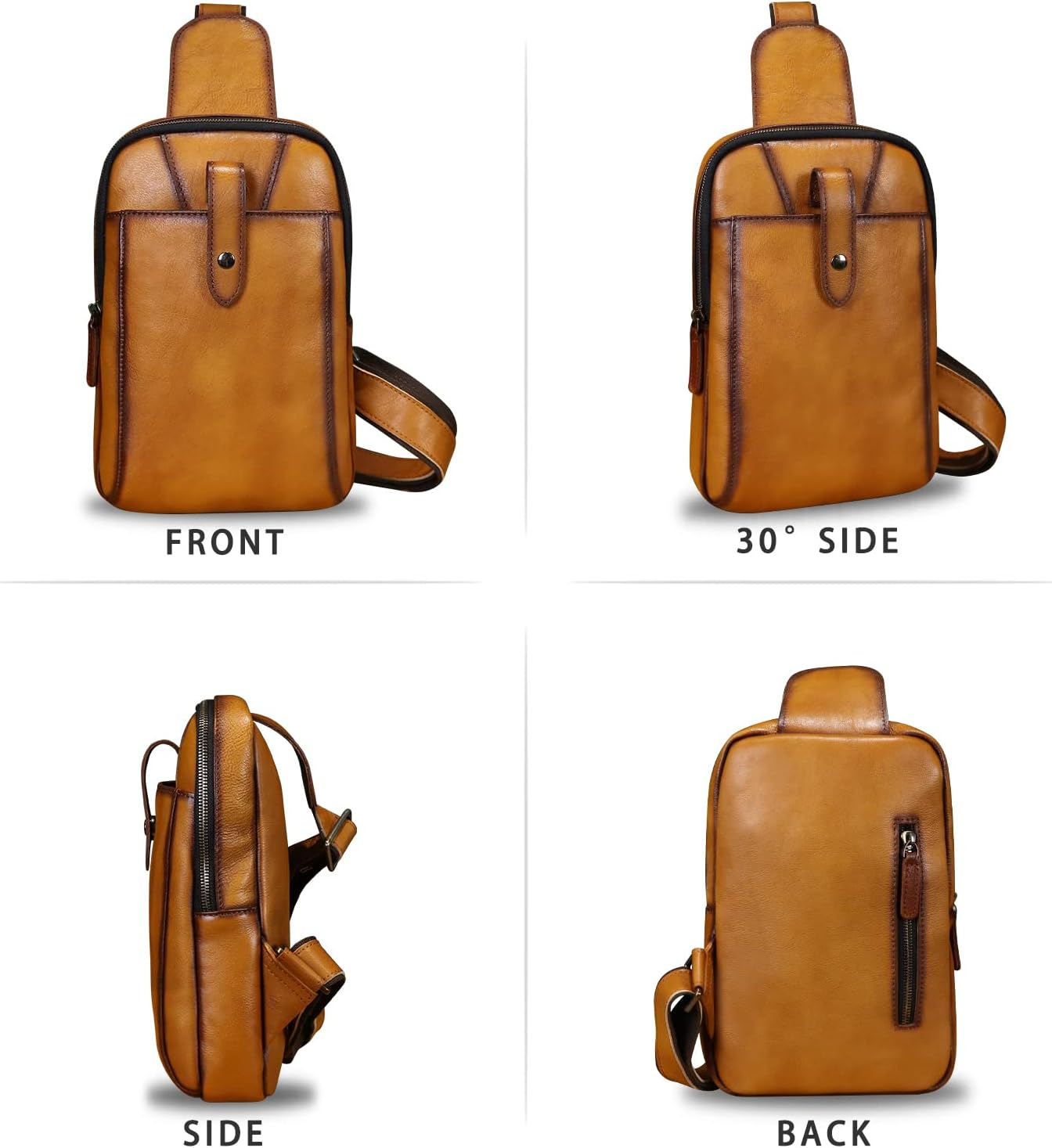 LRTO Genuine Leather Silng Bag for Men and Women Real Leather Sling Backpack Fashion Shoulder Crossbody Bag Chest Purse - Image 5