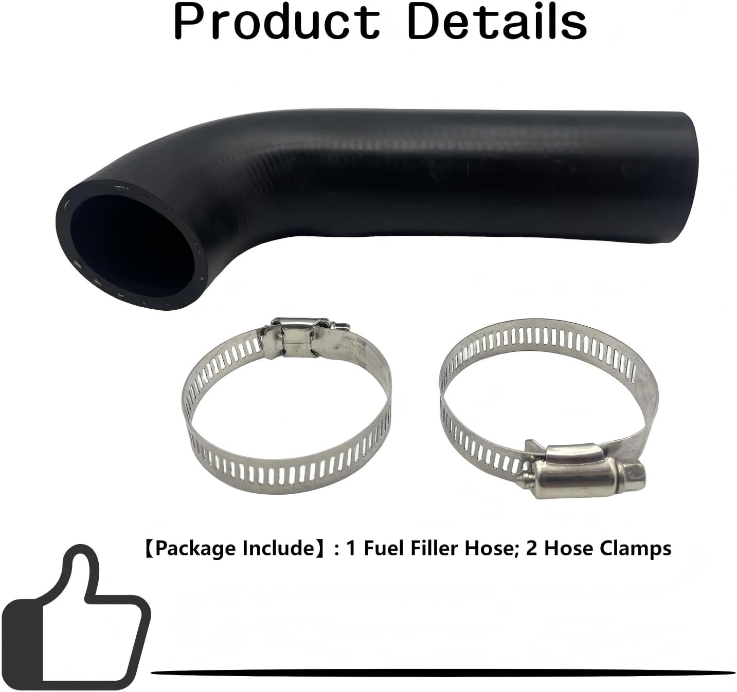 FNH169 Fuel Filler Hose With Clamps Replacement for Chevrolet C10 C20 C30 & GMC C1500 C2500 C3500 Pickups 1982-1986