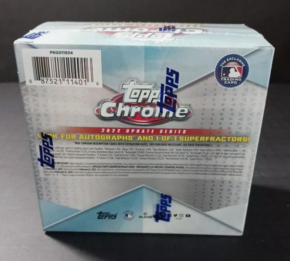 2022 Topps Update Series Chrome Baseball Factory Sealed Mega Box. 10 Packs of 4 Cards.