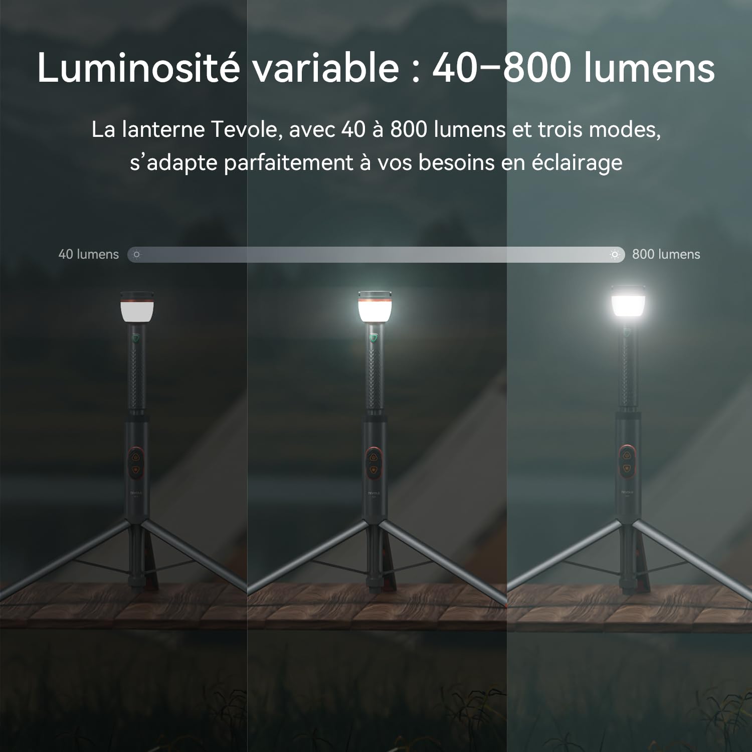 Lampe Camping Rechargeable 800 Lumens - Hauteur Réglable Télescopique, Télécommande, Base Magnétique, Étanche IP65, Batterie USB, Lampe LED Extérieure pour Randonnée, Urgences, Aventure