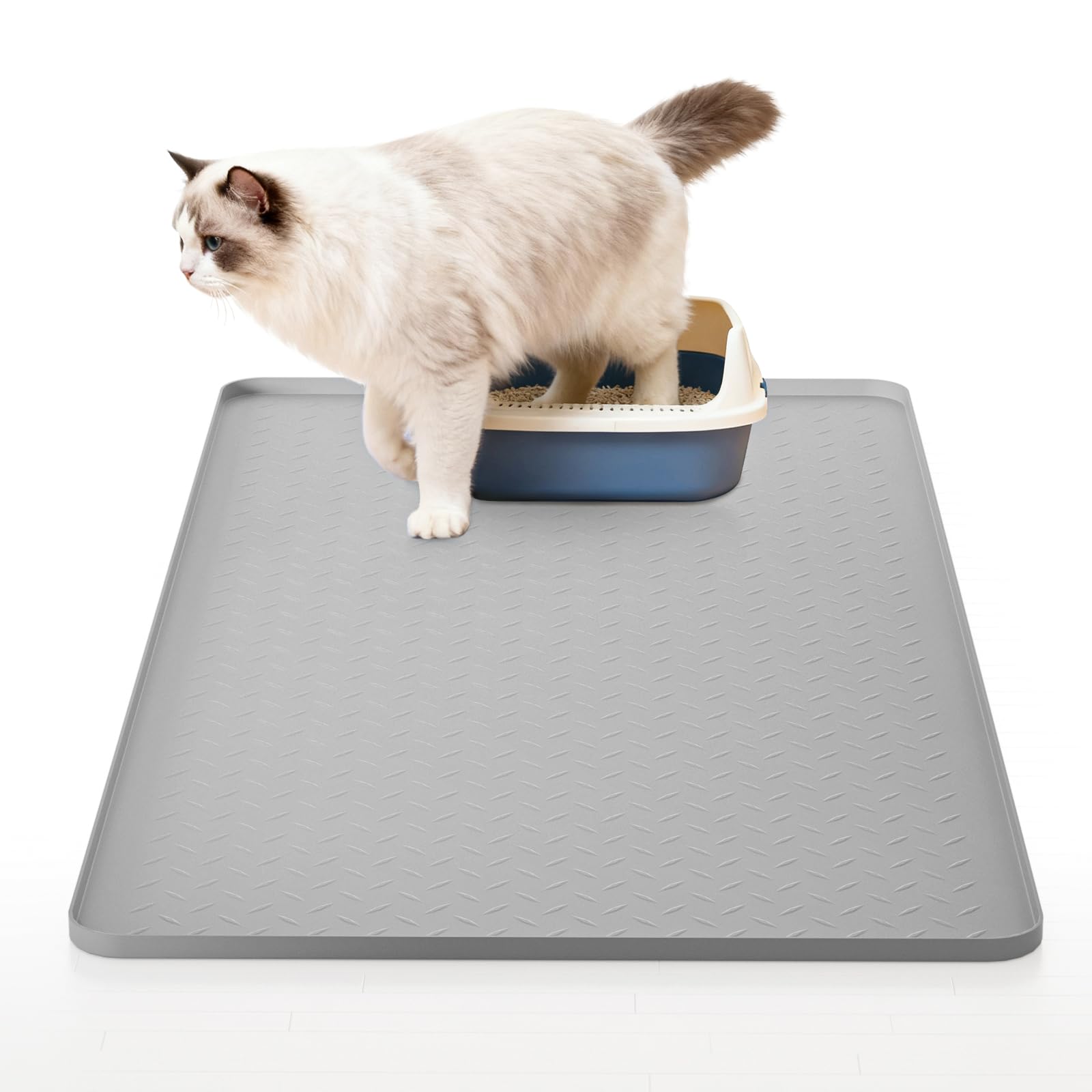 Katzenklo Matte Groß XXL 130 × 65 cm – wasserfeste Silikon Unterlage Katzenklo, rutschfest & leicht zu reinigen, Katzenstreu Matte XXL für für Katzentoiletten, Futterstationen und Haustierbereiche
