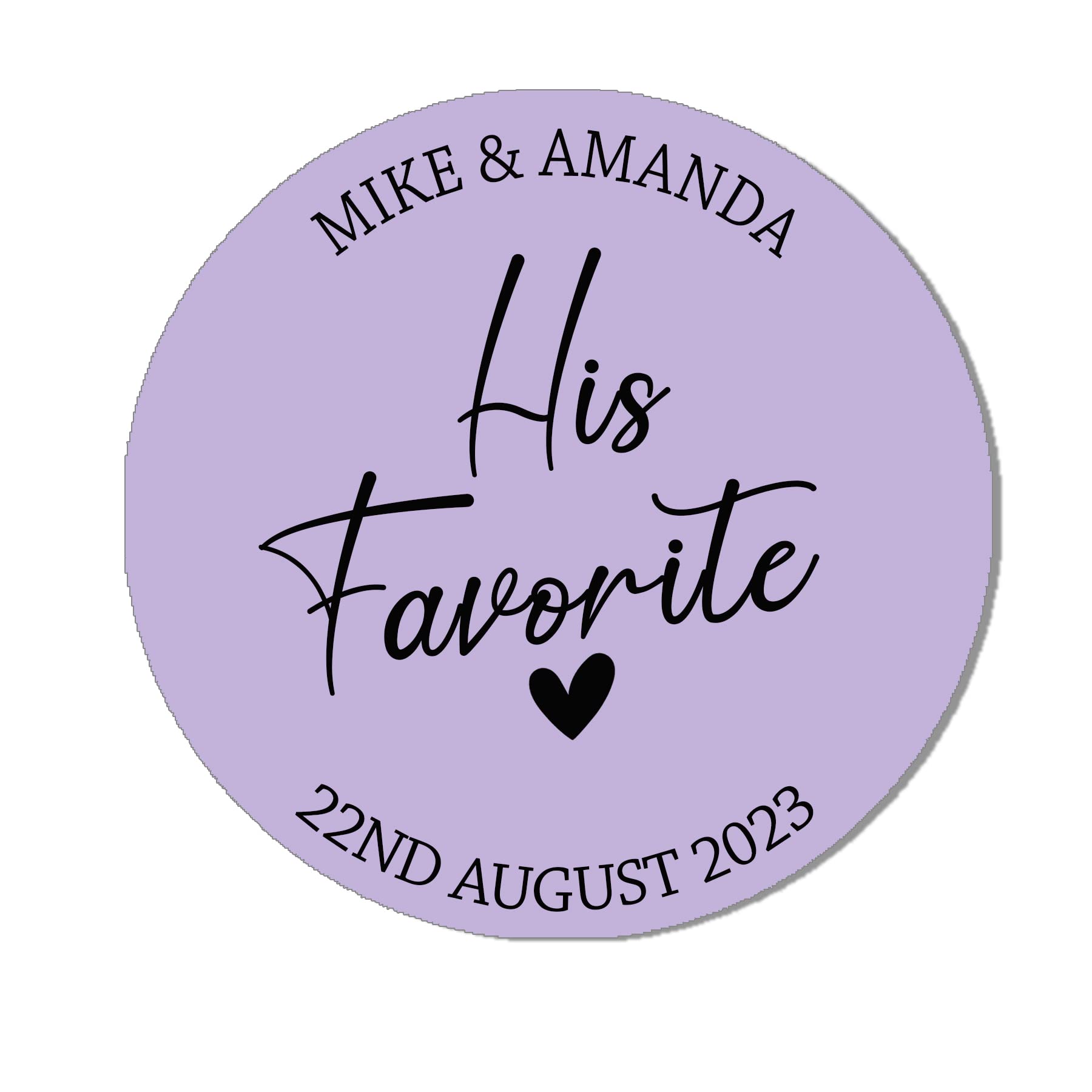 His & Her Favourite Sticker, Party Favour Stickers, His Favorite Label, His Favour Labels, Favor Stickers, Party Bag Label - HIS FAV - 24 Lilac (45mm)