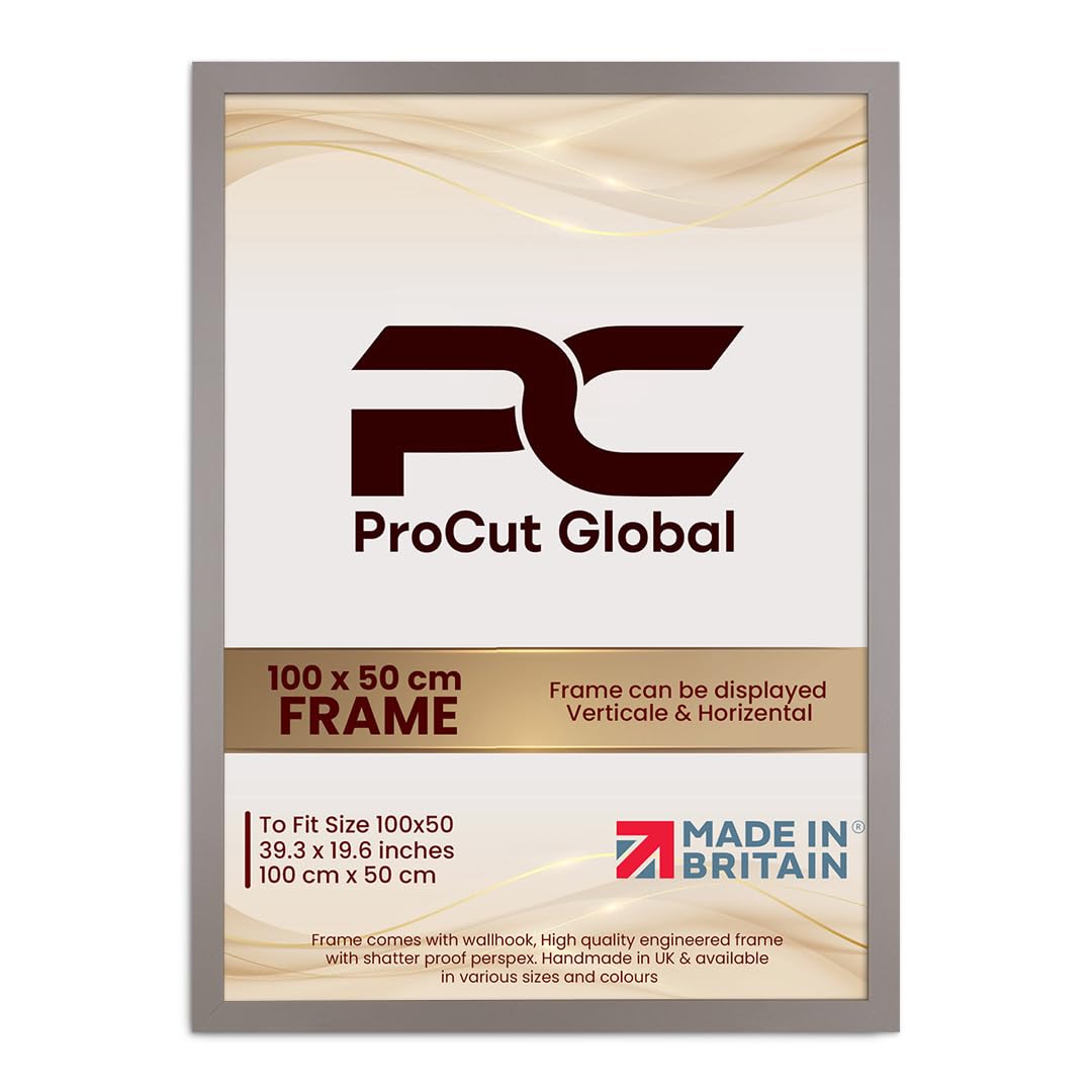 Procut Global 100X50CM Rose Gold Picture Frames - Modern Wooden Photo Frame with Shatterproof Perspex for Wall or Tabletop - Perfect for Posters, Certificates, Prints - Sizes & Colors Available