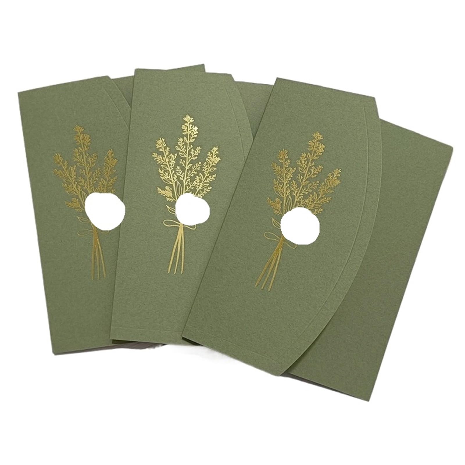 Tarjetas de Invitación Boda 25 tarjetas de invitación boda papel arco 5,2 x 7, pulgadas, sin hoja interior, sobre, sello cera, cinta(Green)