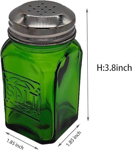 Miniatura 3 de Kerixi - Salero y pimentero retro antiguo de cristal verde