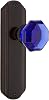 Nostalgic Warehouse 724438 Deco Plate Waldorf Cobalt Door Knob in Timeless Bronze, Privacy 2.75