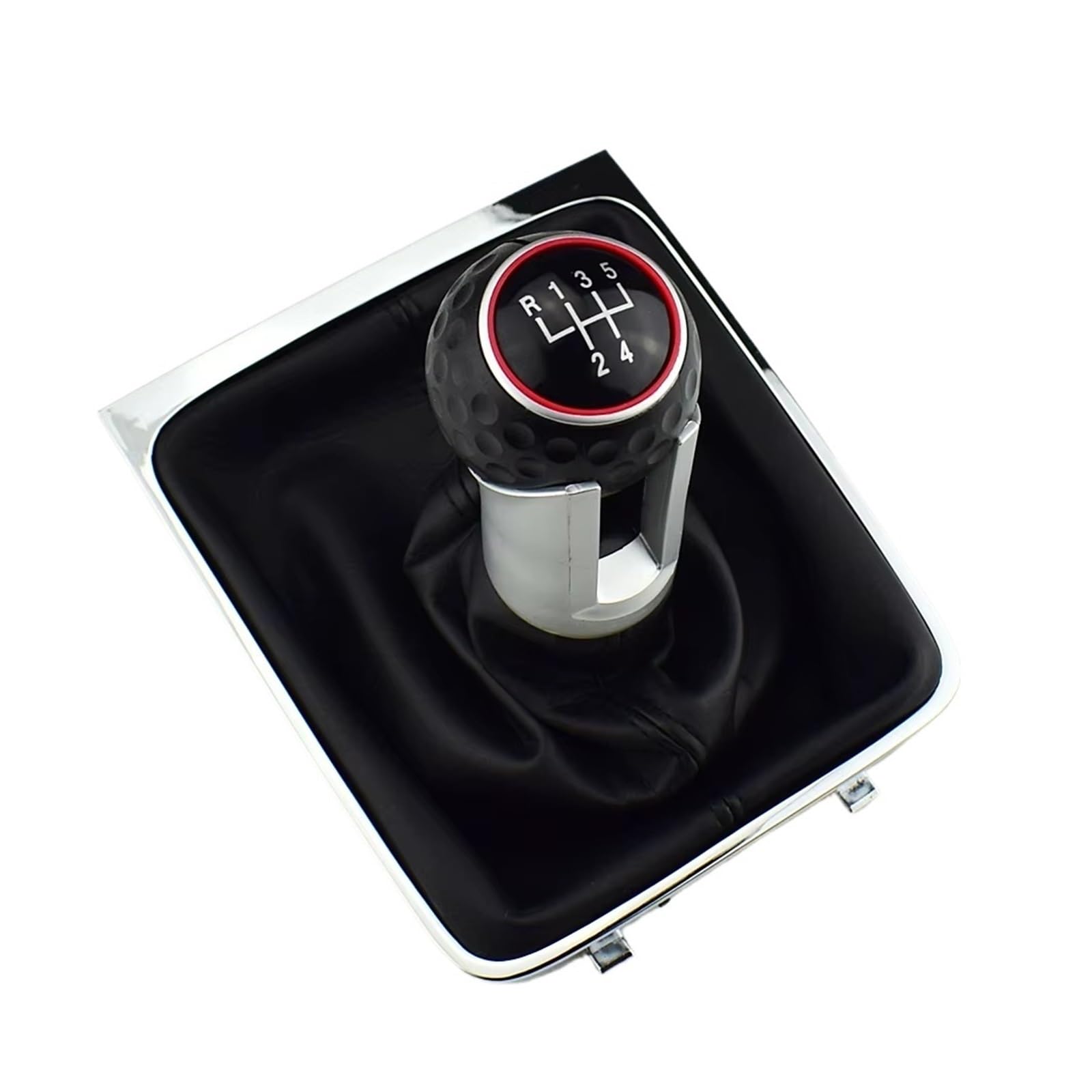 Qwqaab Gti 5 Speed Manual Gear Knob For Vw For Passat B6 2005-2011 Black Silver Manual Gear Shift Knob Pu Gaiter Boot Cover 5/6 Speed(Gti 5 Speed)