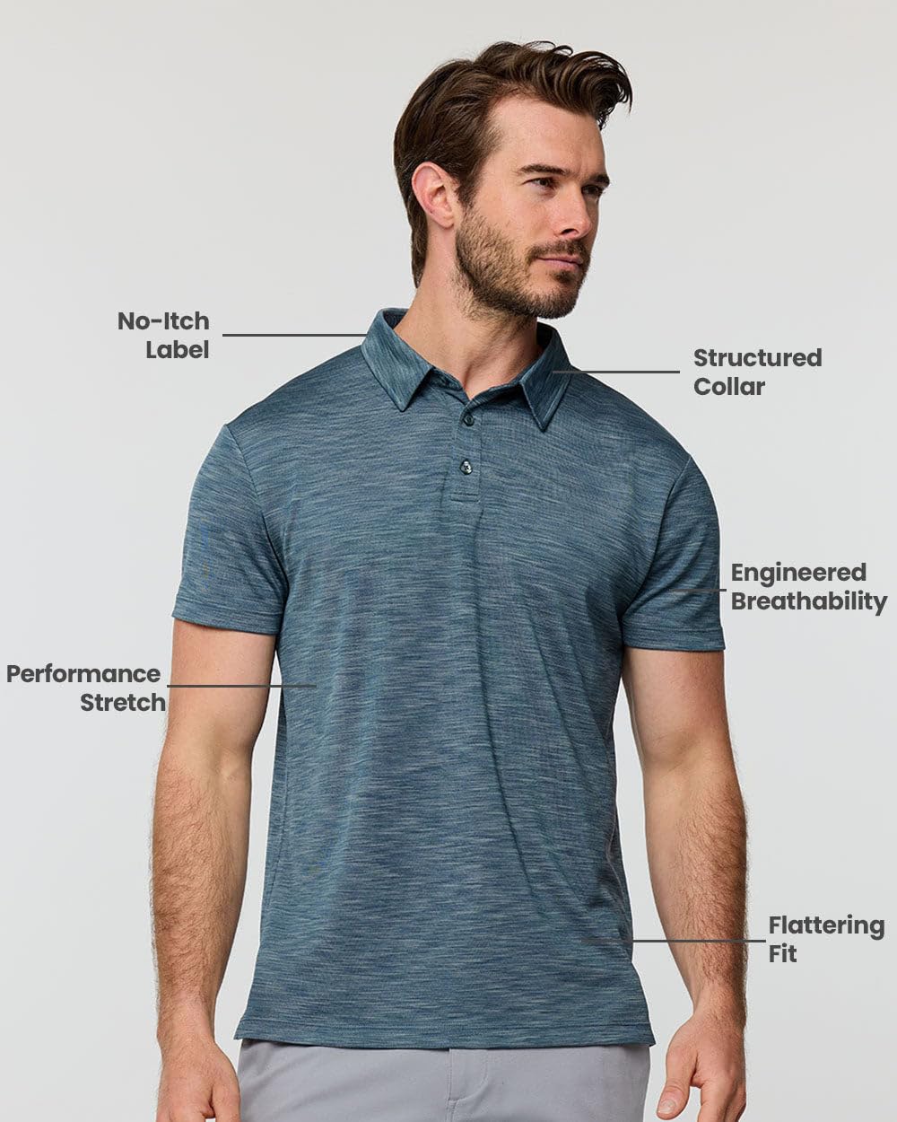 INTO THE AM Indigo Performance Dri Fit Poloshirts für Herren S-4XL – taktische, schnell trocknende athletische Sportkragen, Arbeitshemden