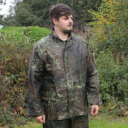 Mil-Tec Regenanzug Herren (2-teilig) • Wasserabweisender Regenanzug • Leichte Regenjacke mit Kapuze & Regenhose • Regenschutz für Outdoor Aktivitäten • Regenbekleidung inkl. Tragebeutel