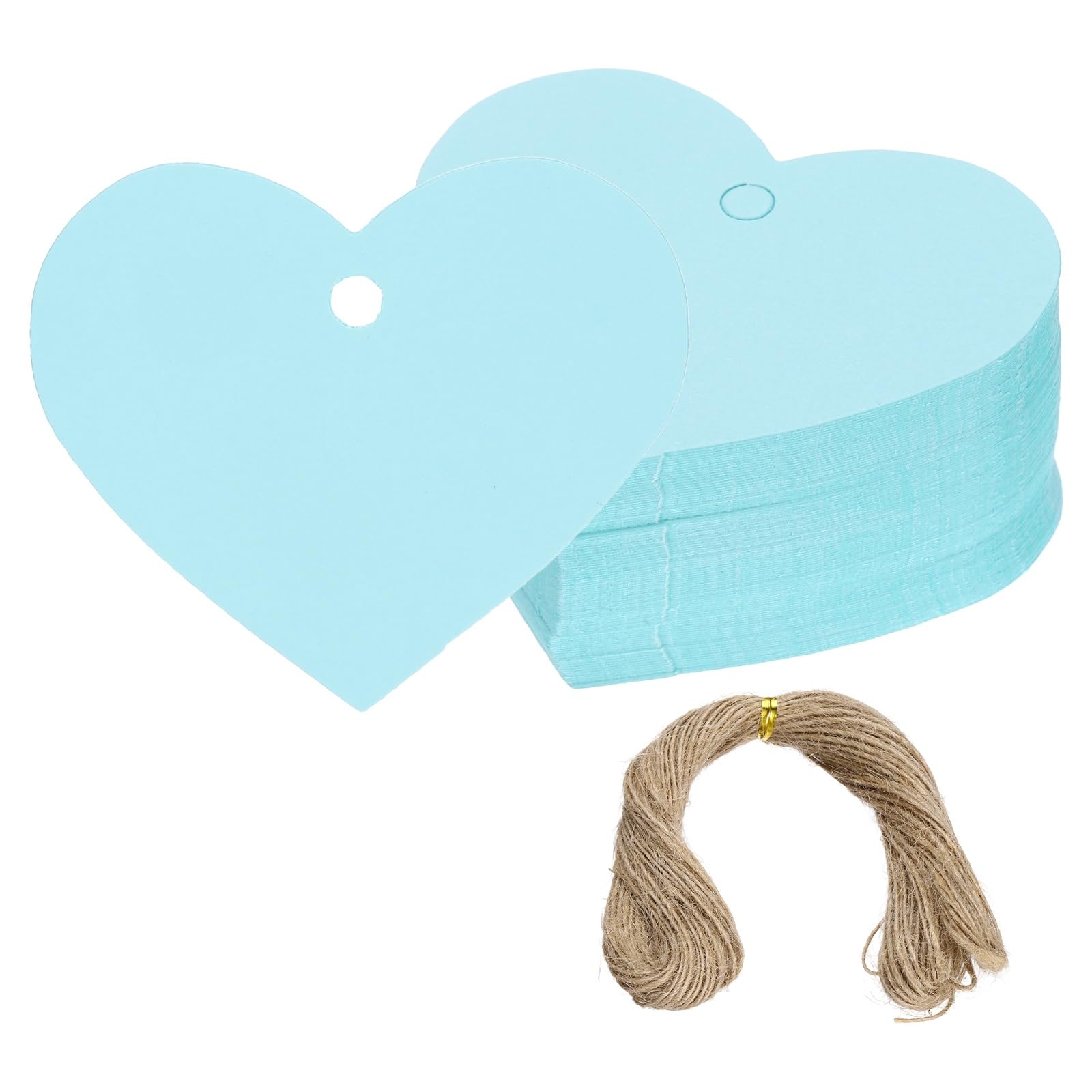 PATIKIL Gift Tags with String, 200Pcs Heart Shaped Blank Paper Tags Gift Wrapping Hang Labels with Jute Twine for Birthday Party Favors Wedding Valentine's Day DIY Crafts, Blue
