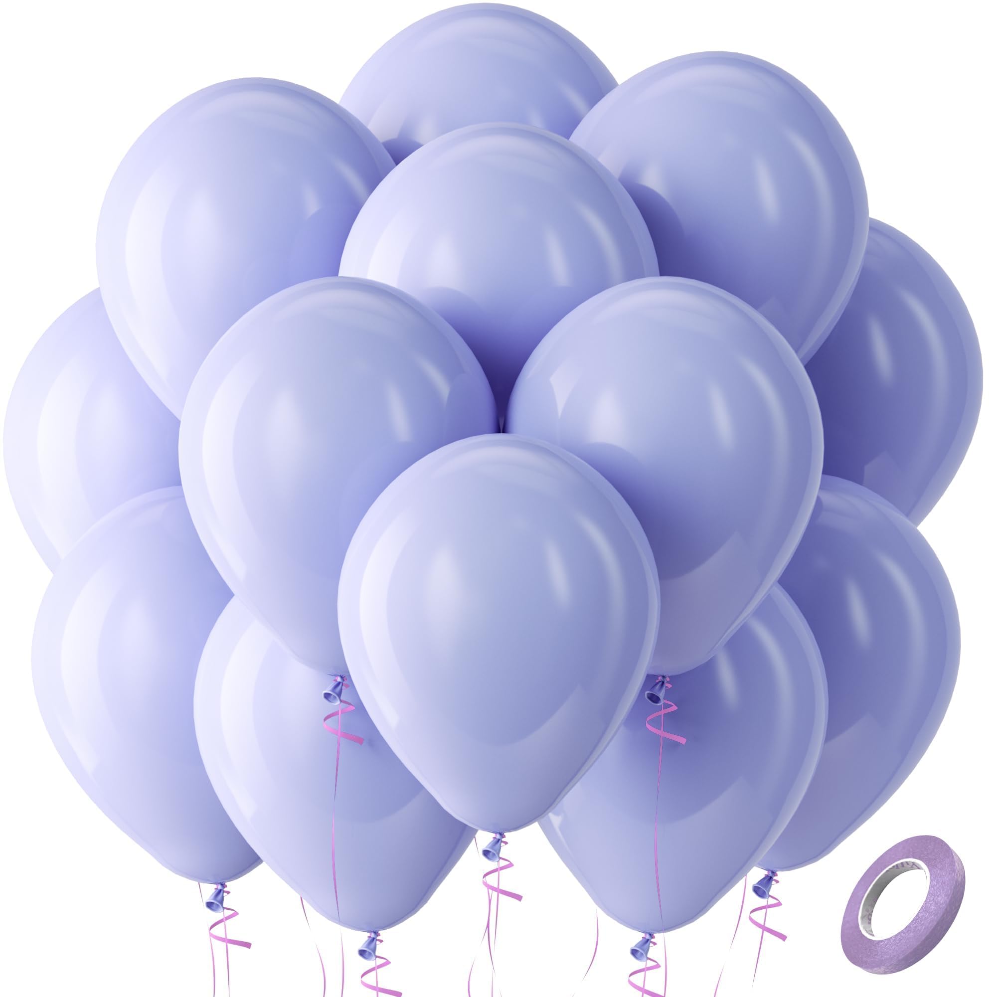 Bezente Dusty Purple Latex Round Helium Party Balloons 100 Pack 12 inch | Lavender Lilac Boho Neutral Balloons for Wedding Anniversary Engagement Cat Tornado Theme Birthday Party Decorations