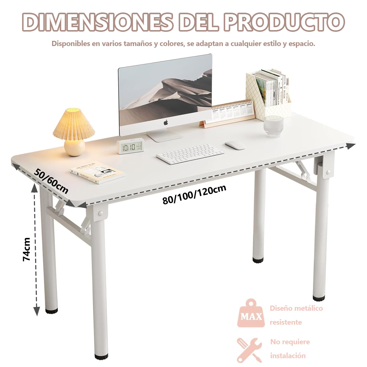 Escritorio de computadora sin ensamblaje, Mesa de Estudio y Escritura Mesa pliante ahorradora de Espacio para Sala de Estar, Oficina en casa
