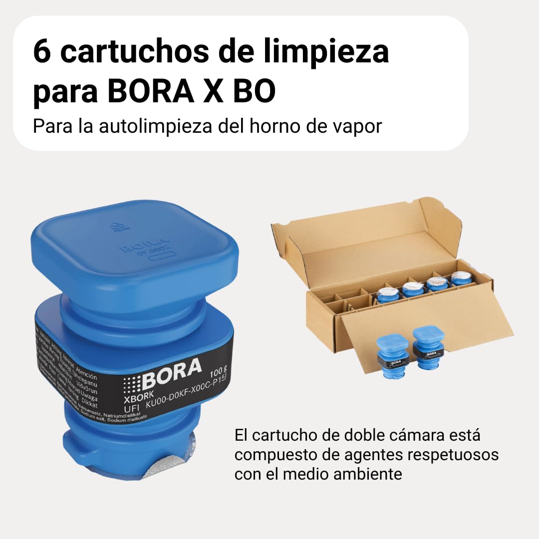 BORA 6 Cartuchos de Limpieza para Horno de Vapor BORA X BO, autolimpiante, Cartuchos de Doble cámara, Accesorios de Limpieza, XBORK/6