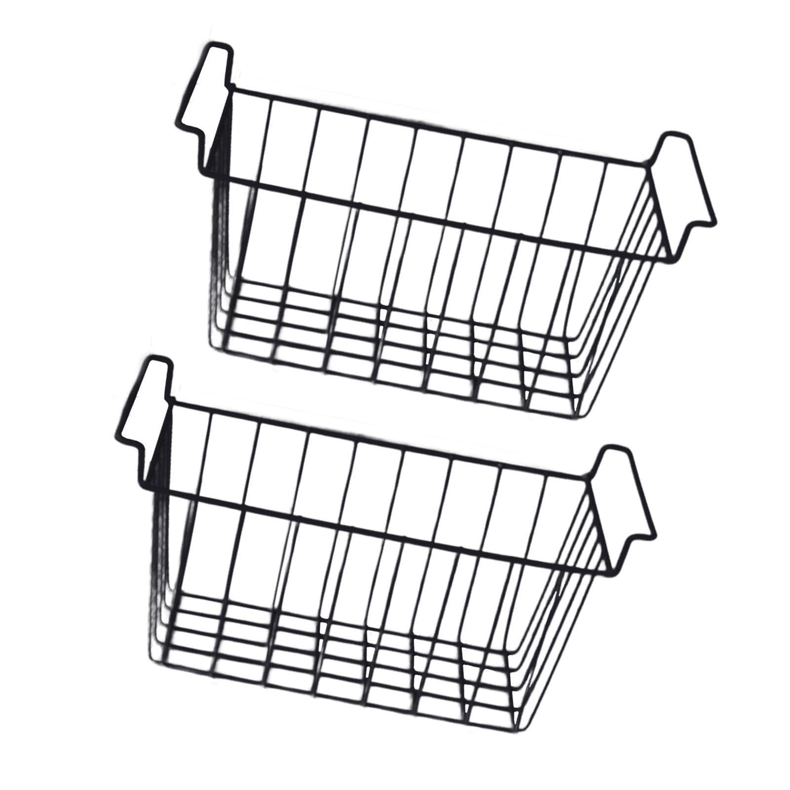 Qixcxaz Black Freezer Organizer Bin Metal Construction Provides Sturdy Access For Smooth Retrieval Of Items In Kitchen Storage Freezer Organizer Bin Pantry Organization, 39X20x20cm