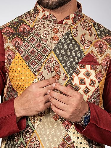 Ensemble veste courte coton homme dhoti bloc de couleurs KISAH - 5