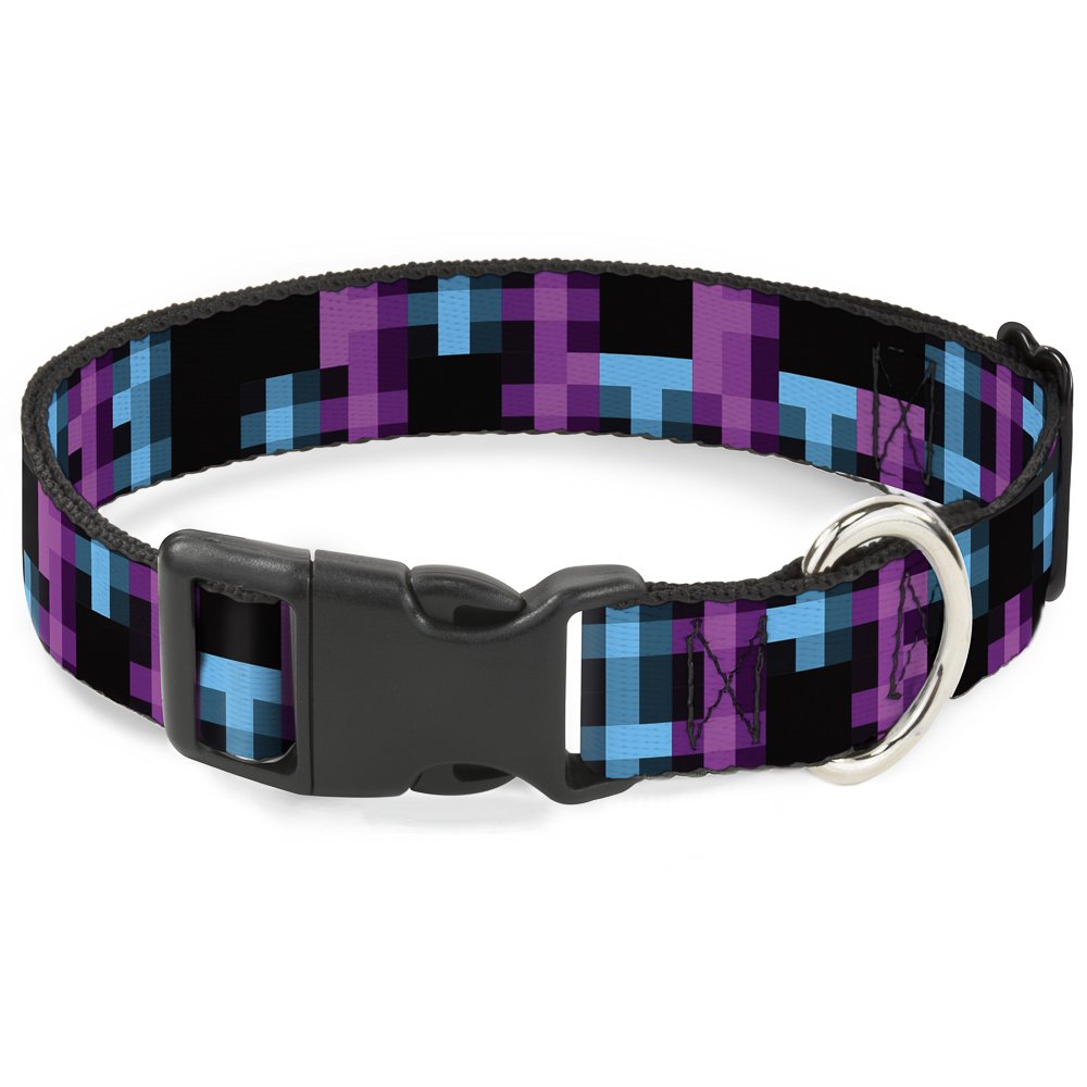 Collier clip plastique de taille moyenne pour chien motif damier coloré