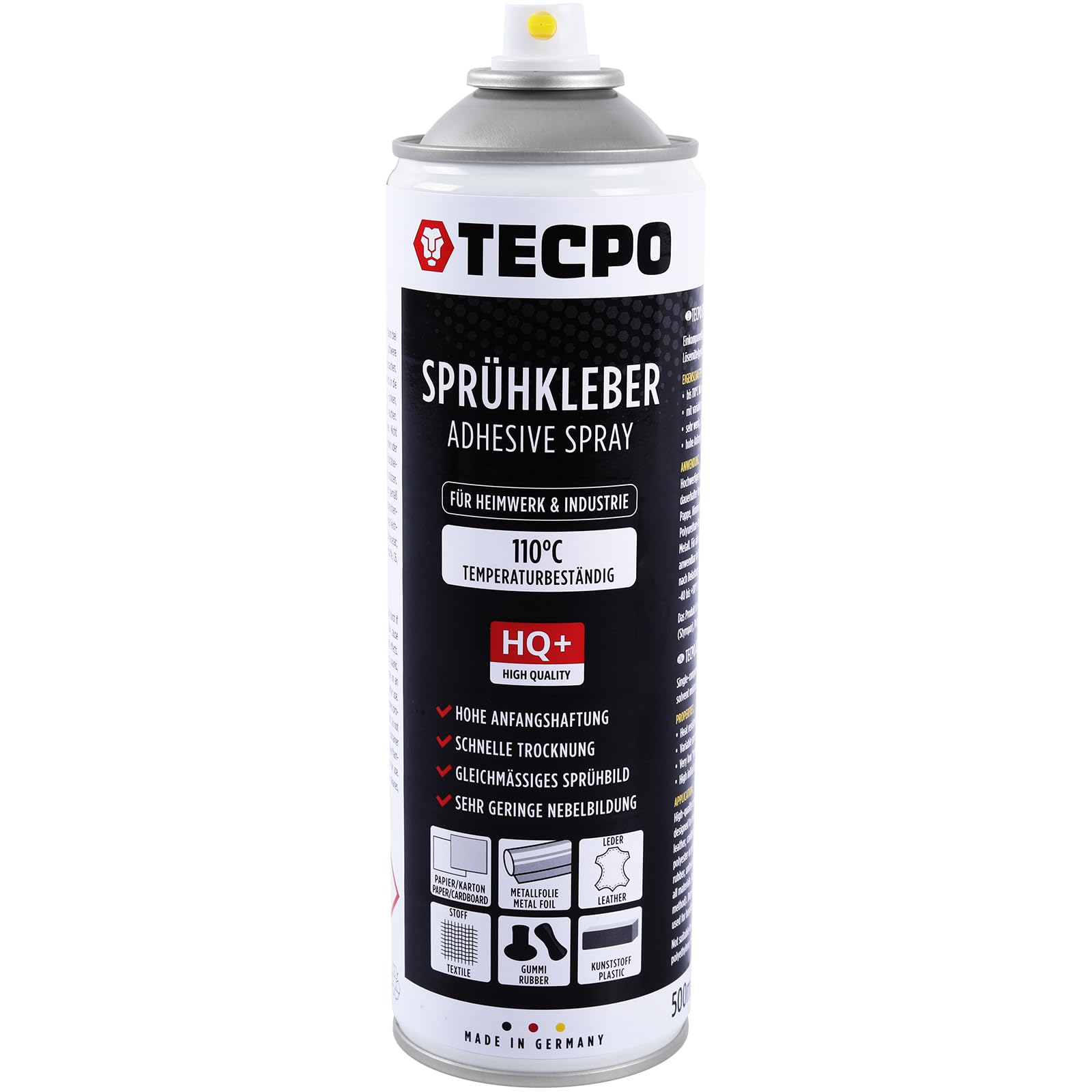 TECPO Lot de 12 sprays de colle 1K pour mousse de ciel de toit, ciel nuageux et panneaux acoustiques, transparent, résistant à la chaleur jusqu'à 110 °C, 500 ml