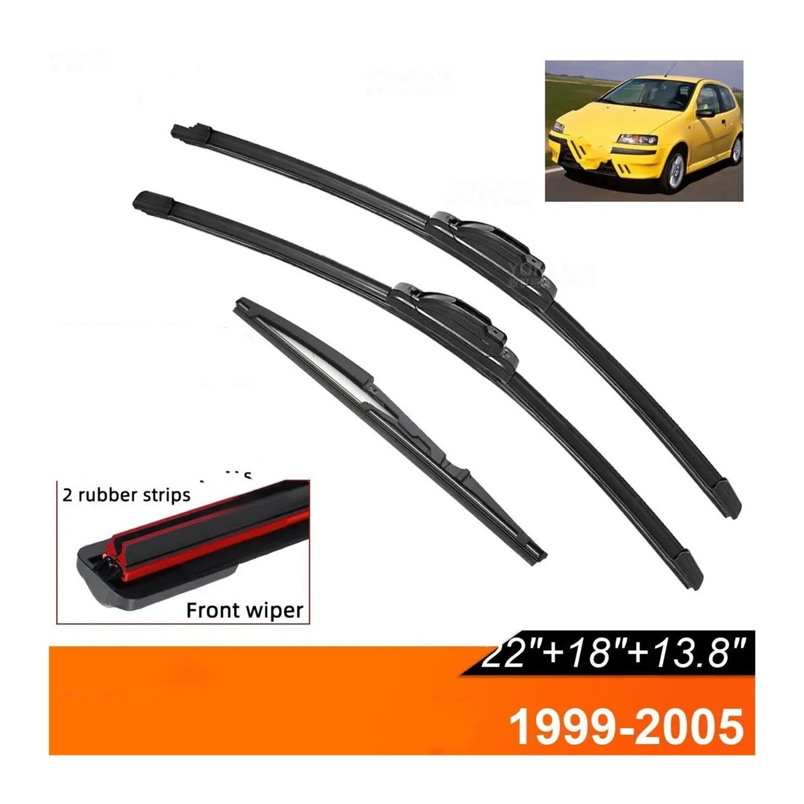 Tergicristalli Parabrezza Auto Anteriore Spazzole Tergicristallo Posteriori Per Fiat Per Punto 188 1999-2005 Anteriore Posteriore Tergicristalli Spazzole Accessori Auto Finestra Tergicristallo(3PCS)