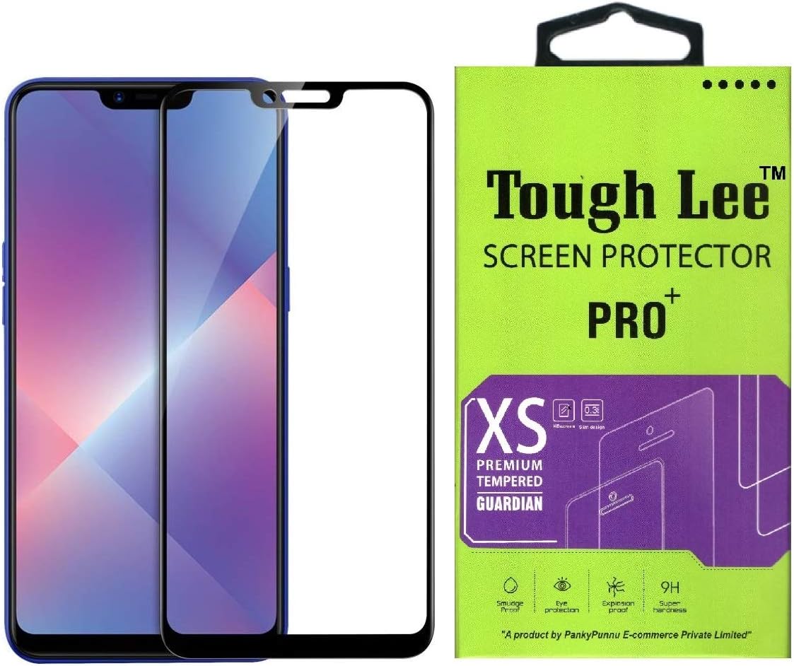 ToughLee® Full Glue Edge to Edge 6D Tempered Glass Screen Guard Gorilla Protector for Oppo Realme 2 (Black)