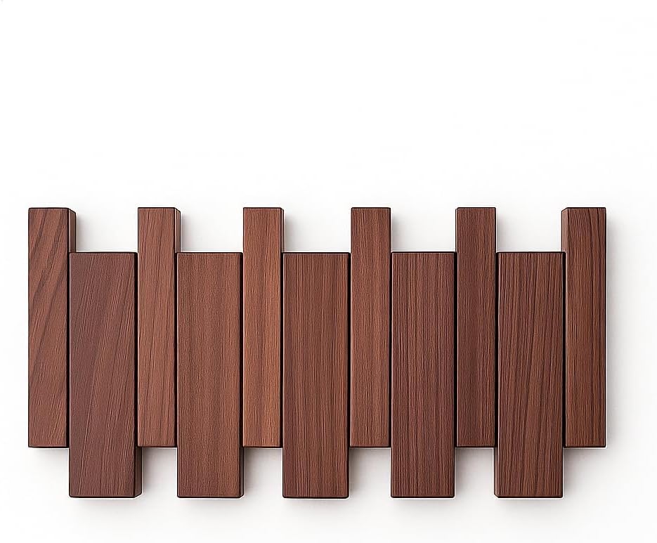 Piano Key Coat Rack Wall Mount – 4 Hook Beech Wooden Decorative Coat Rack