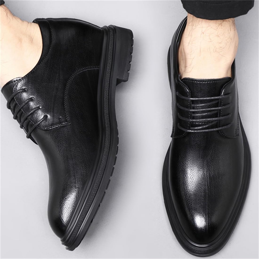 Scarpe Oxford da Uomo Classiche in Pelle, Basse, con Rialzo Interno di 4 cm, Eleganti per Ufficio e Occasioni Formali