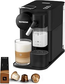 Lattissima One Coffee Machine by De'Longhi for Original Coffee Pods, Latte, Cappuccino, Integrated Milk Frother, Starter Capsule Set Included, EN510.B, Black