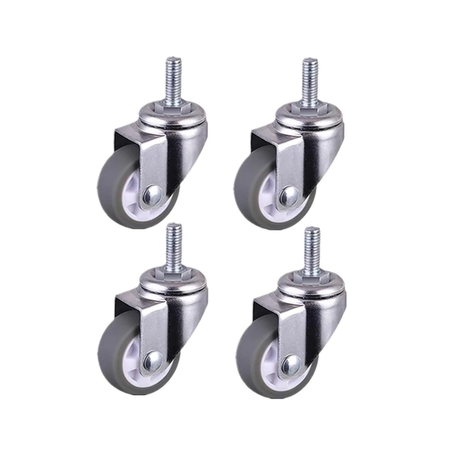 4個/ロット 1/1.25/1.5/2インチネジ M6/M8/M10 キャスター グレー ゴム ユニバーサル スライドホイール ブレ