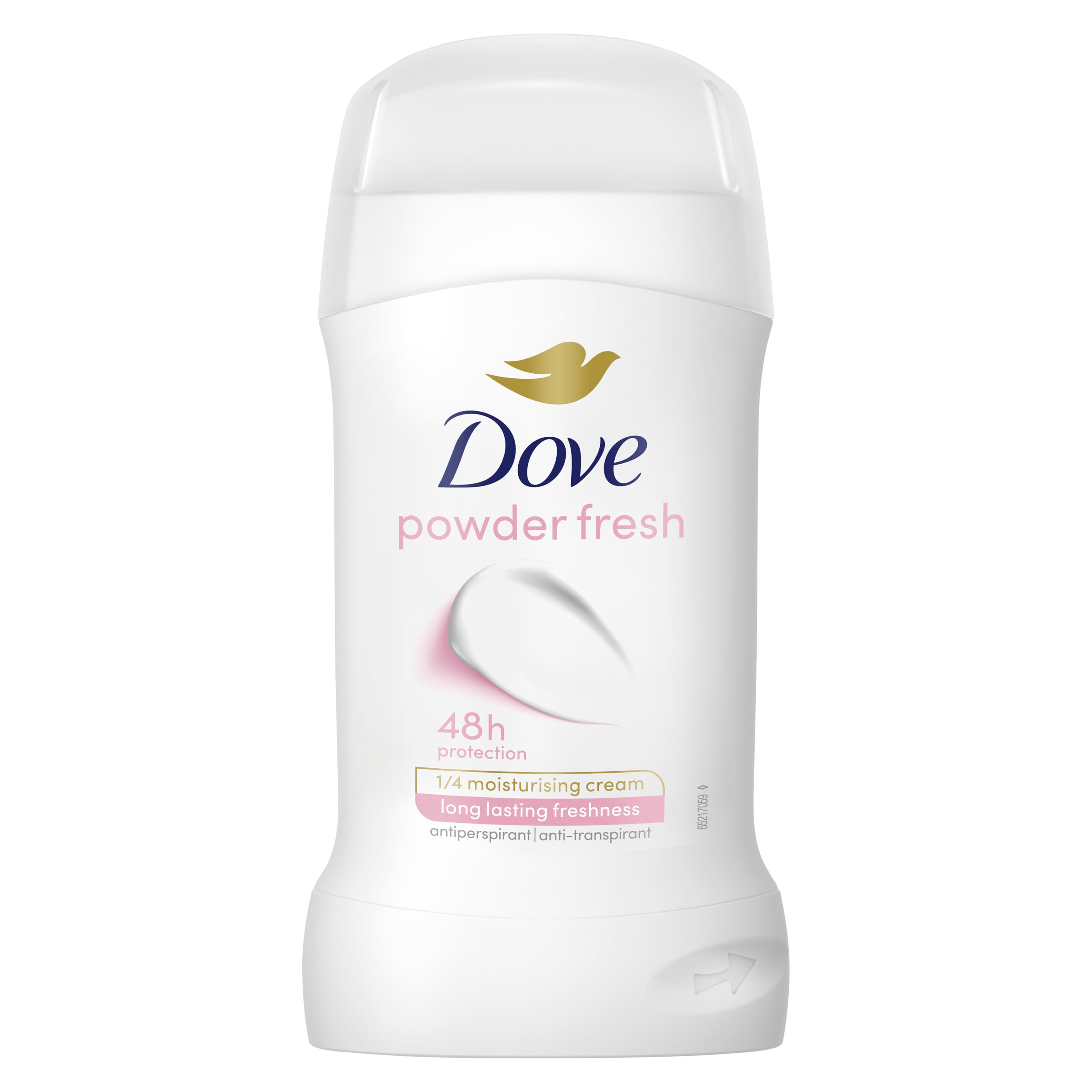 Dove Powder Soft Women's Antiperspirant Deodorant Cream Stick for 48 hour sweat protection and long-lasting fragrance with ¼ moisturising cream 50 ml