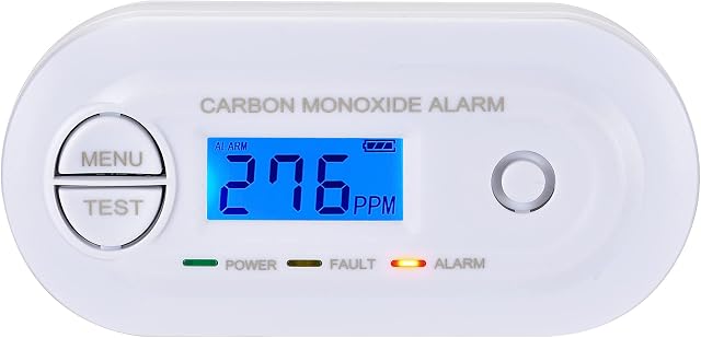 Scondaor Carbon Monoxide Alarm Detector EN 50291 Certified, CO Alarm Detector with Digital Display, Battery Powered, 10 Year Sensor