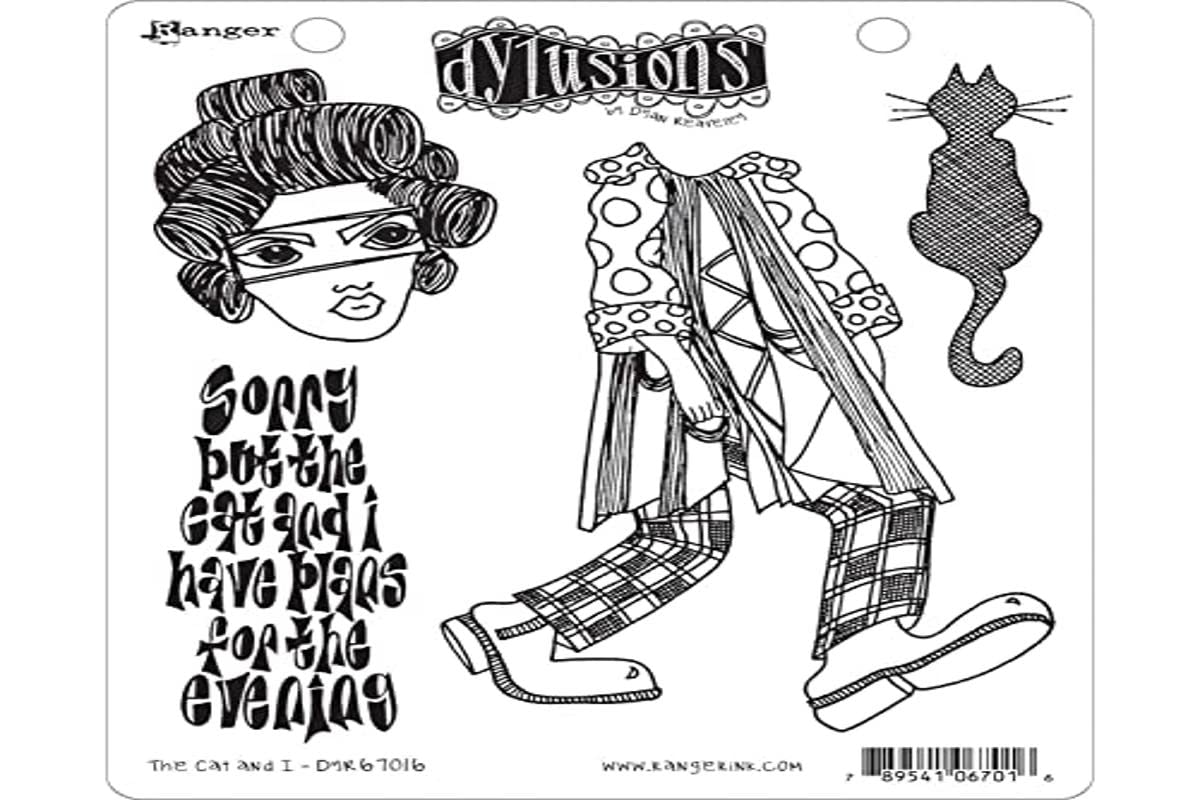 Tampon Cling DYLUSIONS TH CAT & I motif chat pour fond de page
