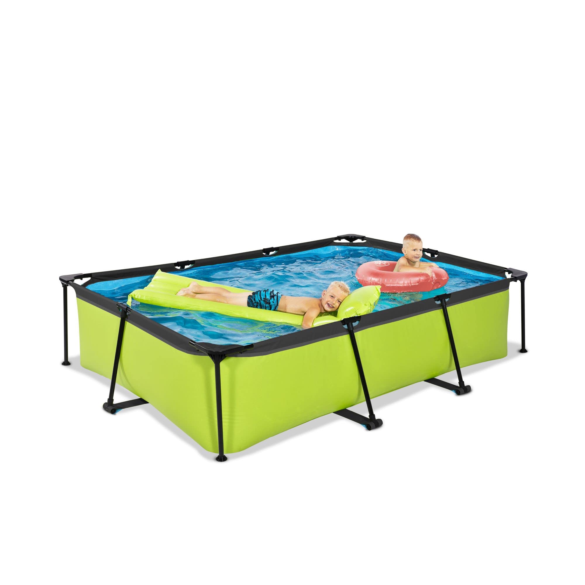 EXIT Toys Lime Pool - 300x200x65cm - Piscina de Marco Rectangular Compacta con Bomba de Filtro de Cartucho - Fácil Acceso - Adecuado para Pequeños - Marco Robusto - Diseño Único - Verde