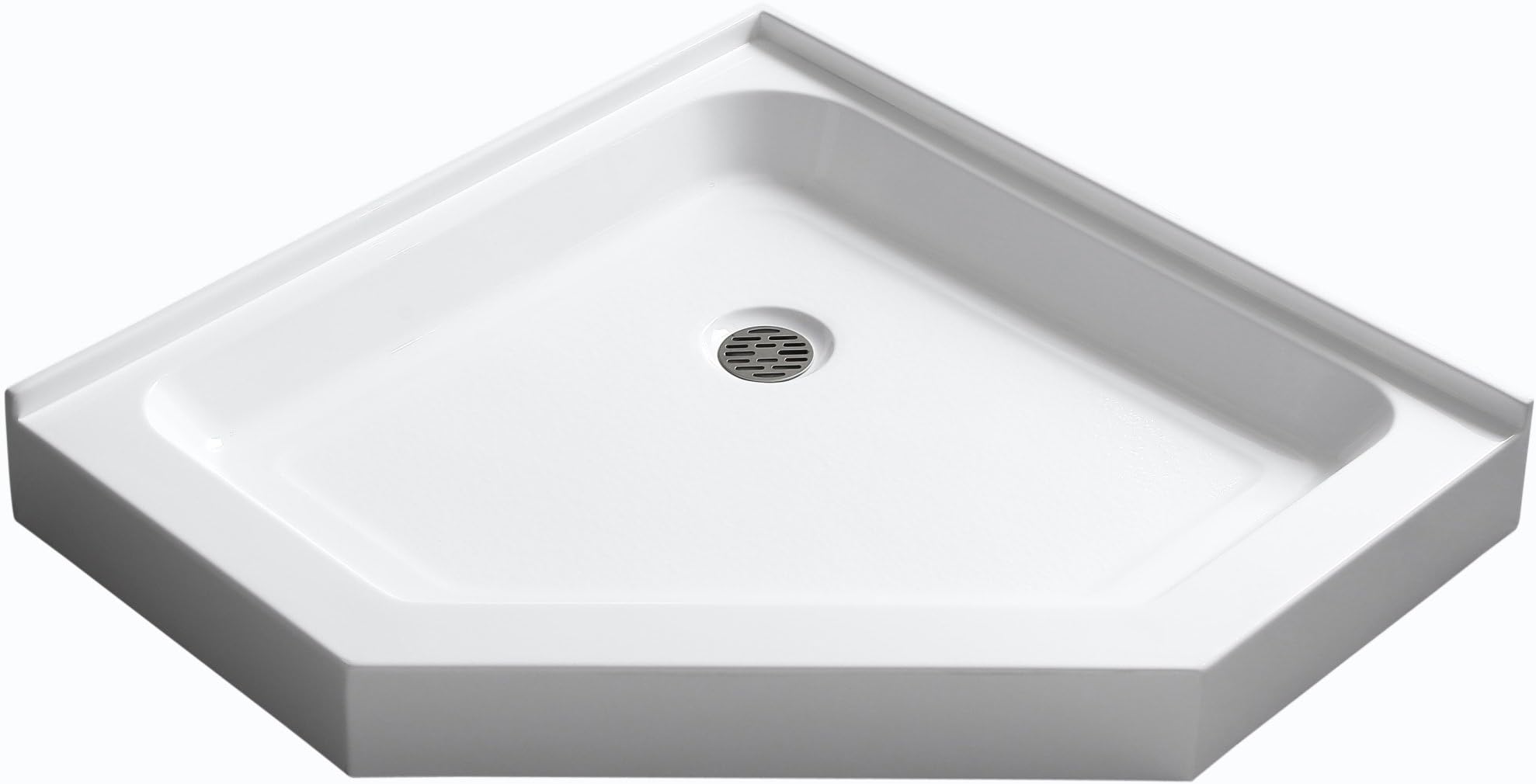 ANZZI Randi Series 36 x 36 Inch Double Threshold Two Sided Integrated Tile Flange Shower Base with Center Drain in Glossy White | SB-AZ01NO