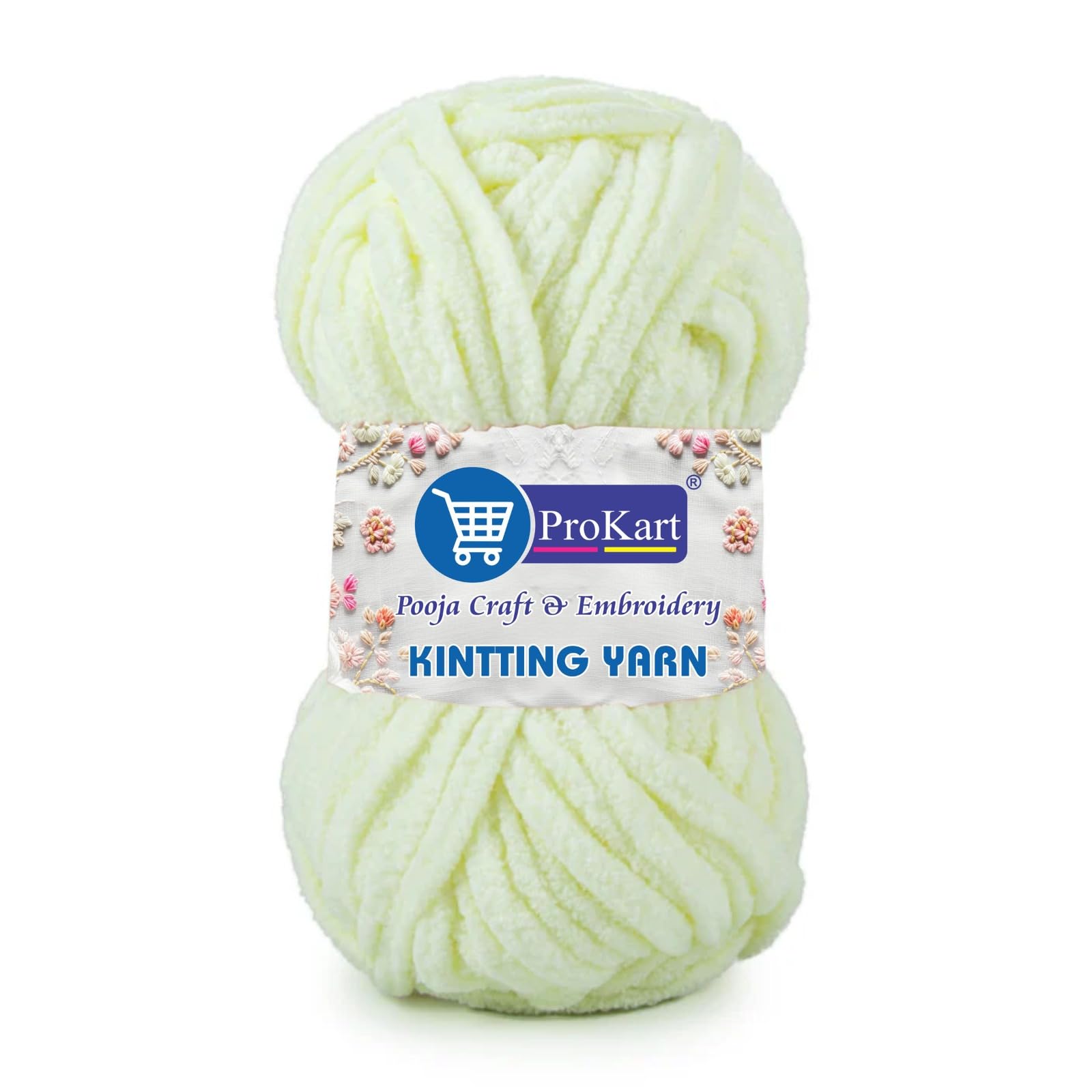 ProKart Premium Blankie Wool, Plush & Cuddly, Chenille Yarn Supersoft Hand Knitting Wool Ball | Blanket Thick/Mottu Yarn Ball Suitable for Hand Knitting and Crocheting for Baby, Adult, Sweaters, caps, Throws, Home Furnishing, Scarves, Blankets (Off White, 100gms x 1 Pack)