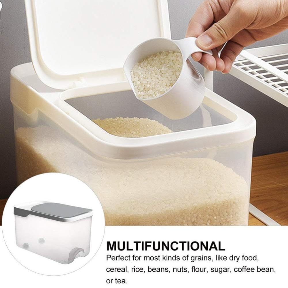Dispensador de Granos, contenedor de Alimentos de Cocina de 5 kg, contenedor de Almacenamiento de Alimentos con Cuchara de arroz Lavada, contenedor de Alimentos para Mascotas,B