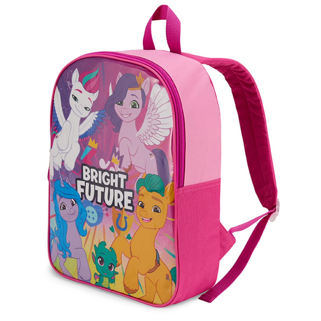 Hasbro 15" Unisex Toddler Preschool Backpack - Multicolor Cartoon Design, Lightweight & Durable Polyester, Padded Straps, Zip Closure