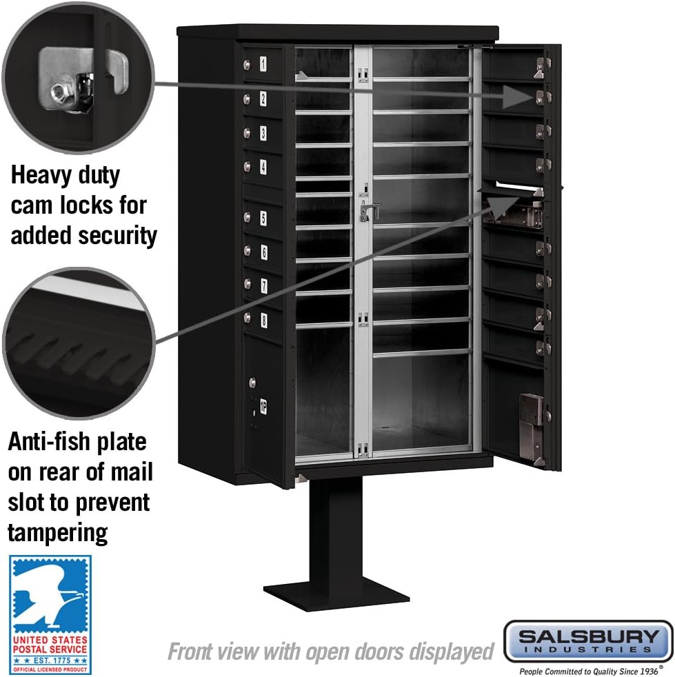 Casafoyer Cler Box Unit with 16 Doors and 2 Parcel Lockers in Black with Access Type III - (Pack of 2)