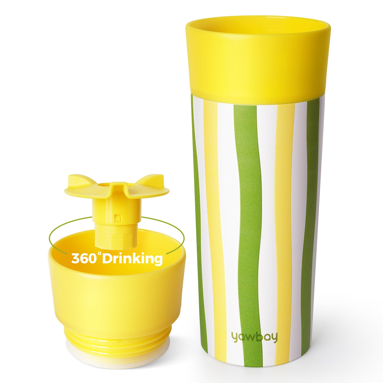 Yawbay Travel Coffee Mug with 360Β°Lid, Travel Coffee Tumbler 12 oz Leak Proof, Stainless Steel Insulated Travel Mugs for Hot and Cold Spill Proof Leak Proof(Yellow)