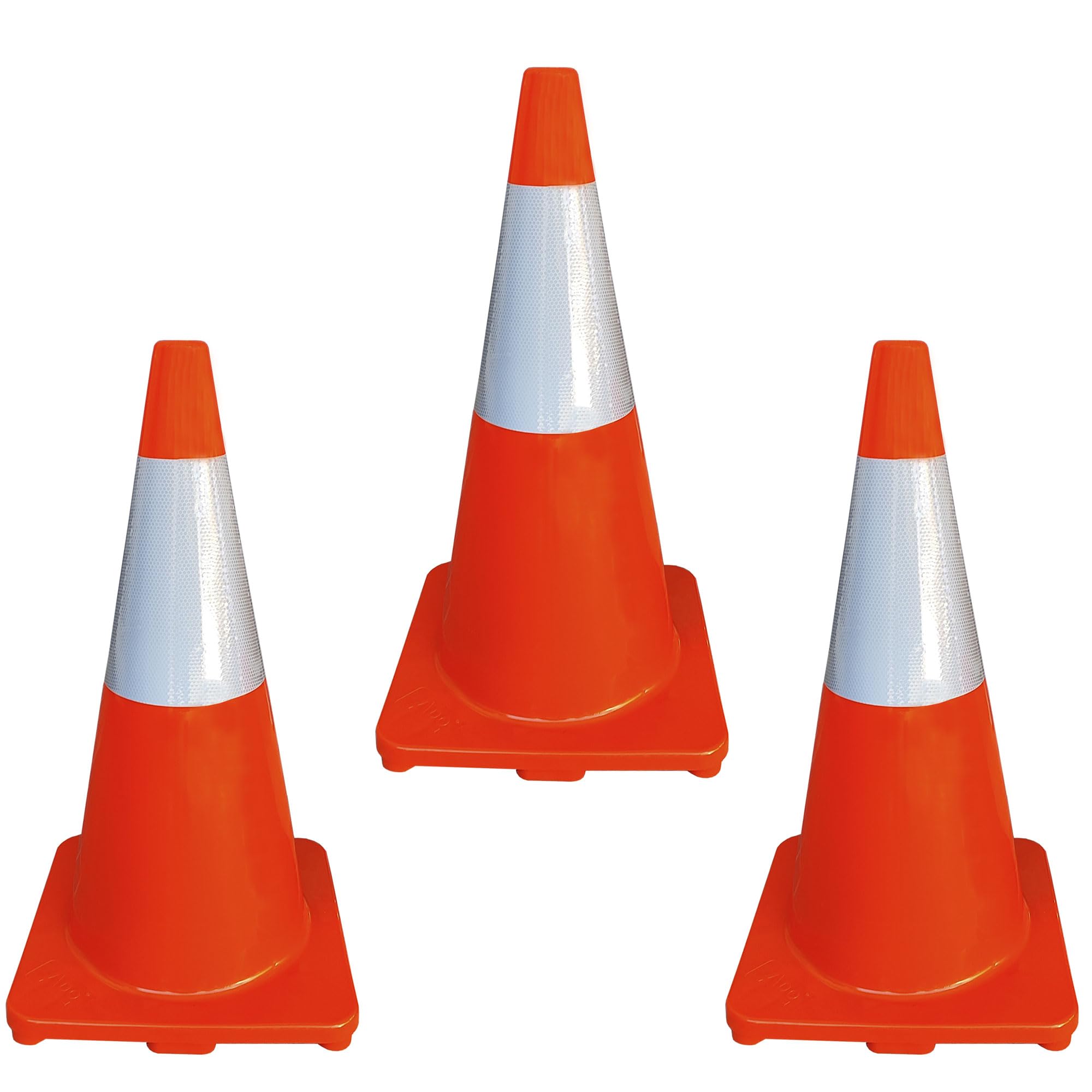 ADO - Cono naranja de señalizacion para tráfico o obras. PVC 70 cm. Reflectante (3- Conos)