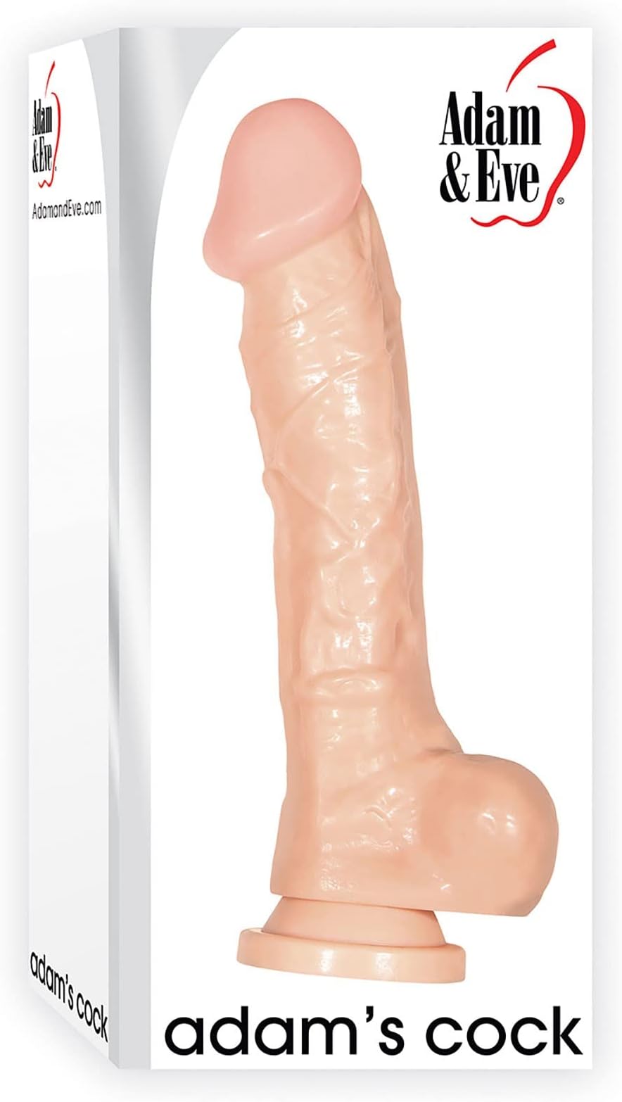 Adam & Eve Adam's Big Realistic Dildo with Suction Cup, Huge Thick Long 10 inch Adult Sex Toy for Women, Couples, & Gay Men, XL Soft Silicone Real Skin Dildo for Anal Pleasure & G Spot, White