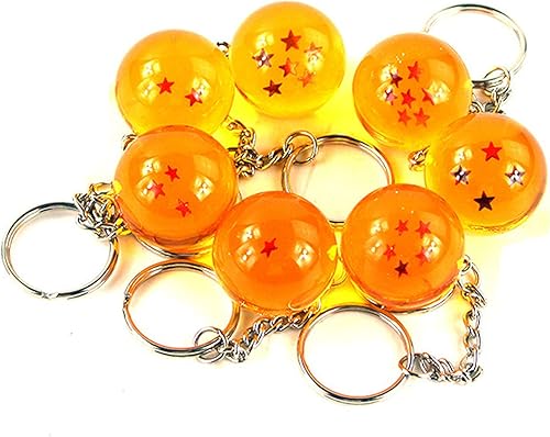 Paquete de 7 llaveros acrílicos de estrella de Dragon Ball, colgante de resina transparente, bolas transparentes, 7 estrellas, bolas de cristal de