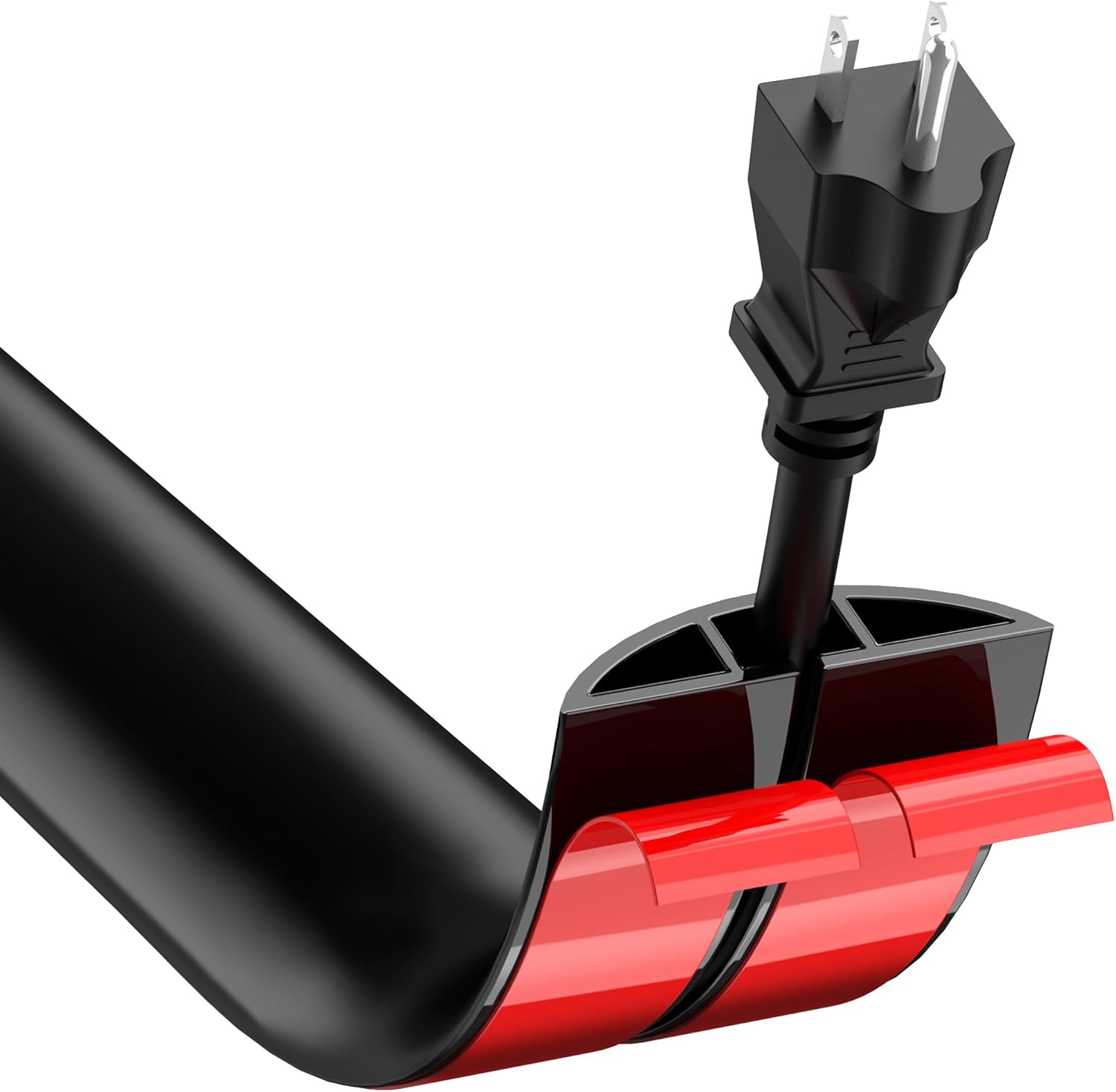 CrocSee 4ft Self-Adhesive Floor Cord Cover for Wires, Low Profile Cord Hider Cable Management, Trimmable PVC Cord Protector - Cord Cavity = 0.47" (W) x 0.29" (H) - Black 4 Feet Black