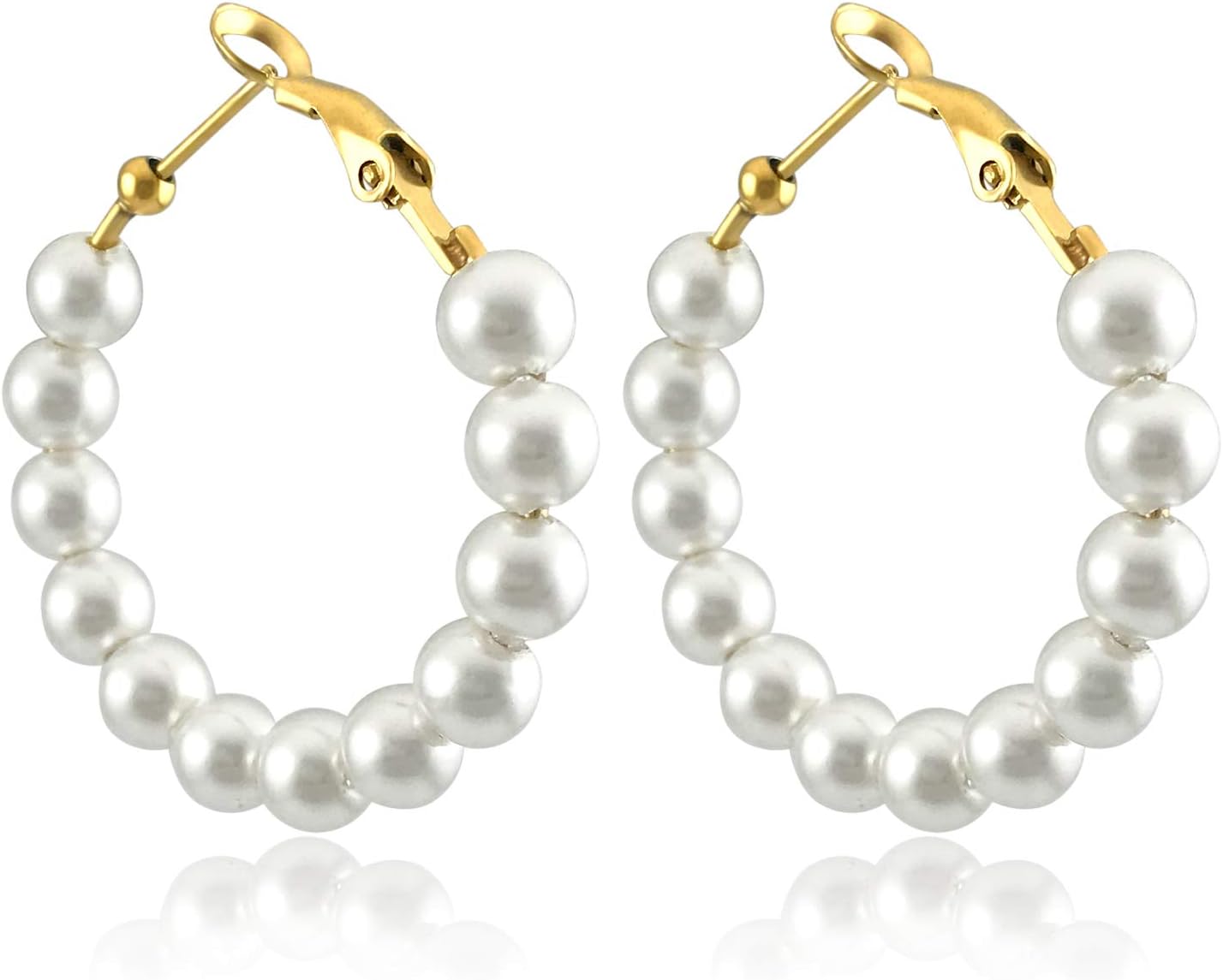 Pearl Hoop Earrings for Women Fashion Dangle Hypoallergenic Layer Earrings Drop Dangle Earrings Gifts for Women