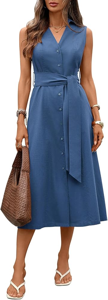 v neck midi shirt dress Women's V-neck Tie-Waist Midi Dress in Ivory size 12