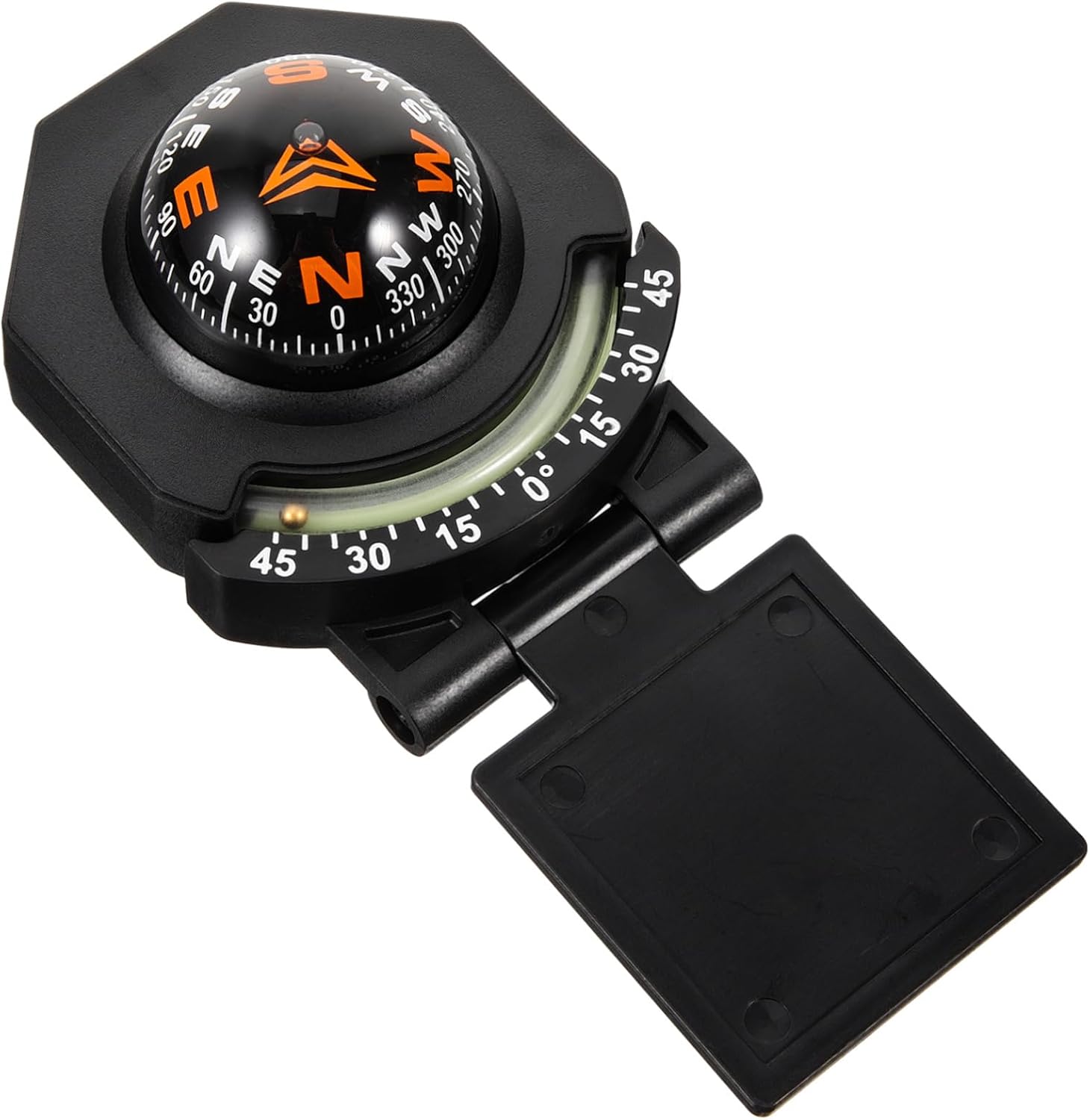 Luminous Ball Shaped Car Compass with Self Adhesive Dash Mount Easy Navigation Tool for Vehicles Boats and Use Convex Enlargement for Calibration Portable Automotive Direction