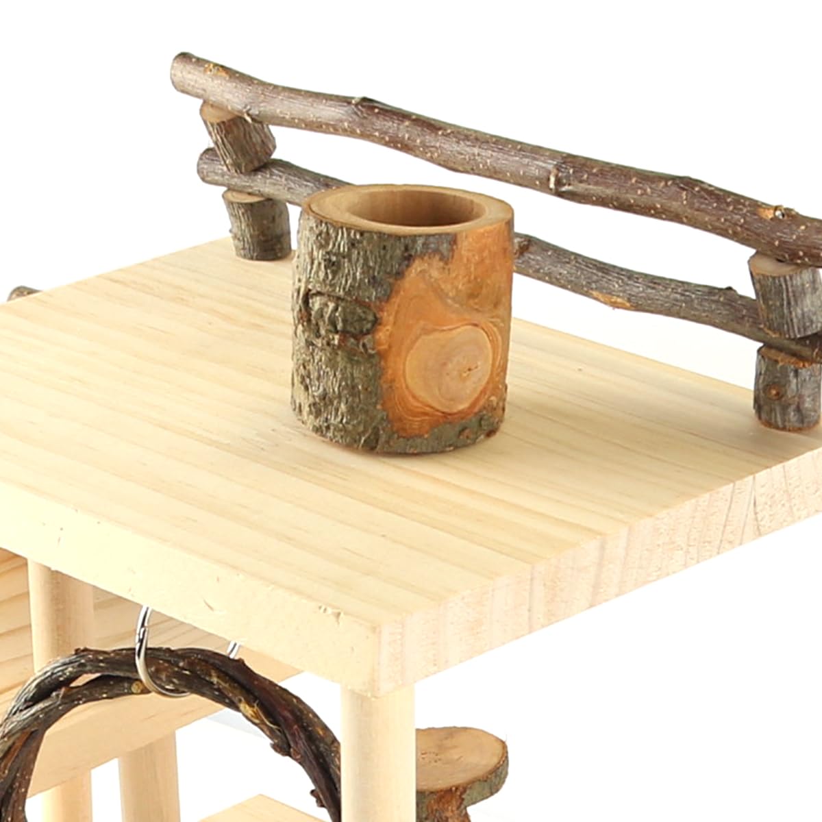 Alnicov Wooden Hamster Cage Platform Climbing Playground with Bridge Natural Habitat Climbing System for Dwarf Hamsters Syrian Hamsters and Gerbils - Image 3