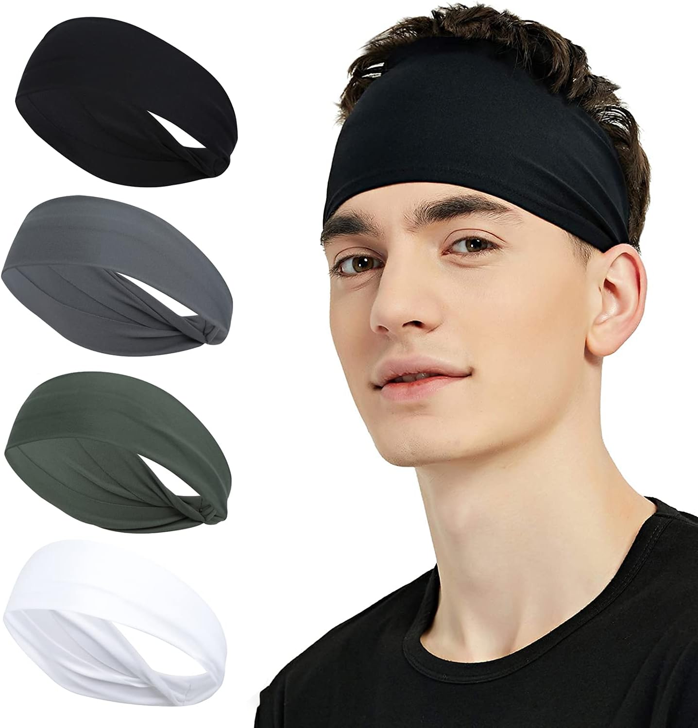 4Pack Diadema Deportiva para Hombre, Bandas