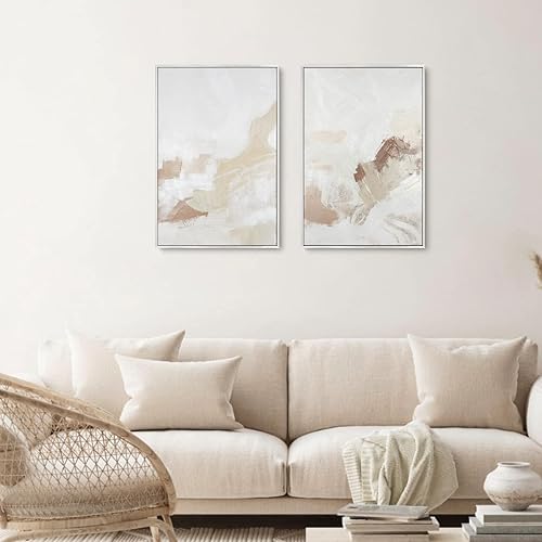 Miniatura 4 de Juego de arte abstracto neutro enmarcado para pared, ilustraciones abstractas en tonos pastel, marrón y blanco, arte moderno para pared, decorativo,