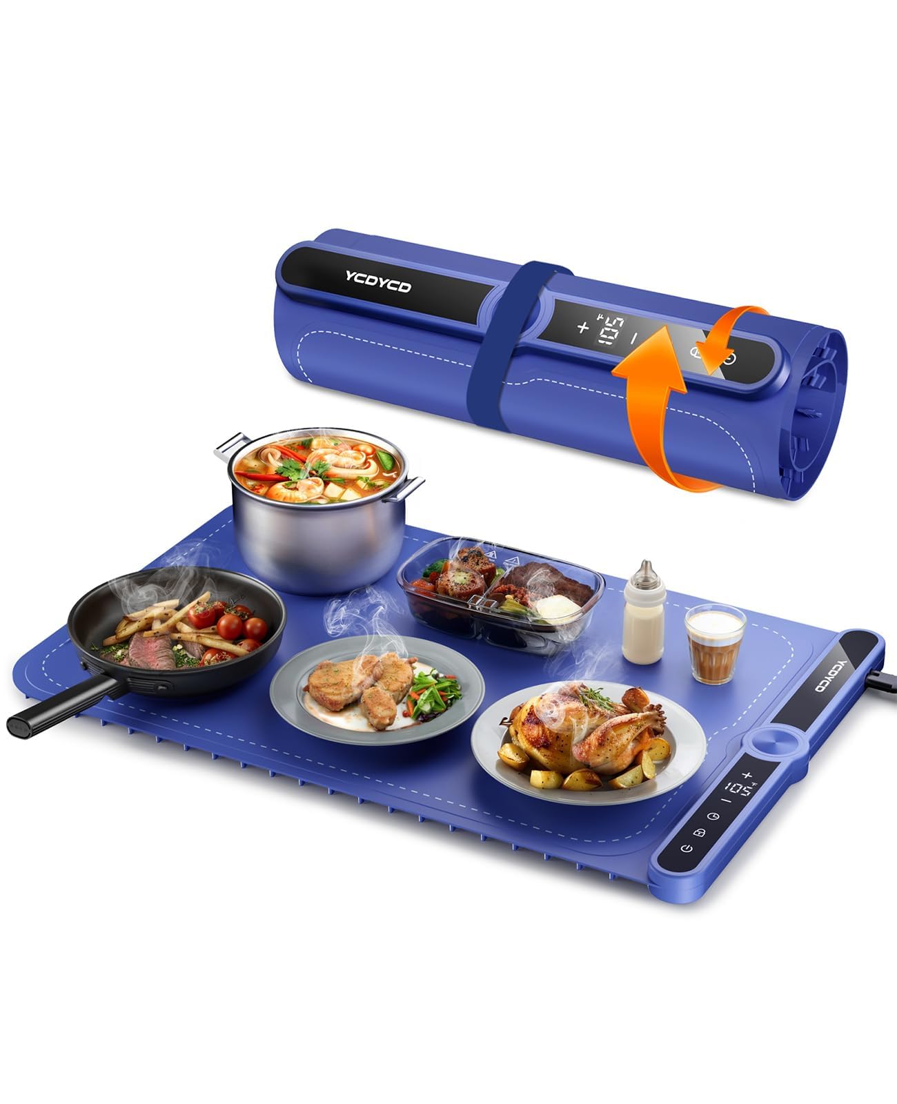 YCDYCD Electric Warming Mat for Food: Adjustable 9-Level Temperature & 1-6H Timer - Silicone Heating Tray for Kitchen Countertop, Buffets, Travel/Party Gatherings