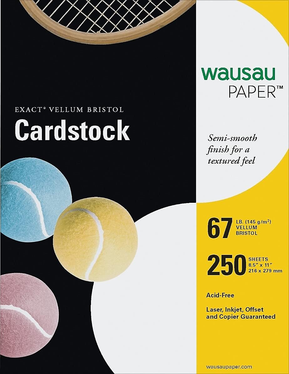 Neenah Paper 80211 Exact Vellum Bristol Cover Stock, 67Lb, 94 Bright, 8 1/2 X 11, White, 250 Sheets : Office Products
